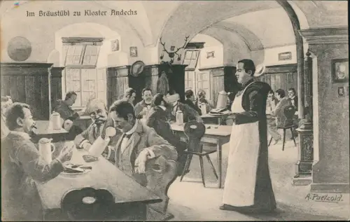 Ansichtskarte Andechs Jm Bräustübl zu Kloster Andechs Künstlerkarte 1906
