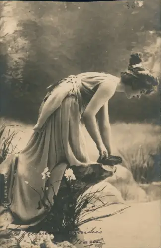 Ansichtskarte  Schöne Frau im weißen Kleid am See Fotokunst 1902