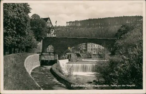Ansichtskarte Dillweißenstein-Pforzheim Partie an der Nagold 1938