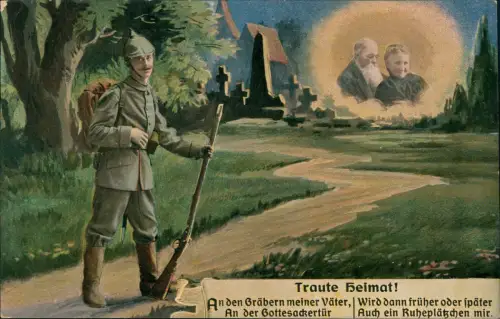 Ansichtskarte  Militär 1.WK Erster Weltkrieg Soldat u. Eltern 1917
