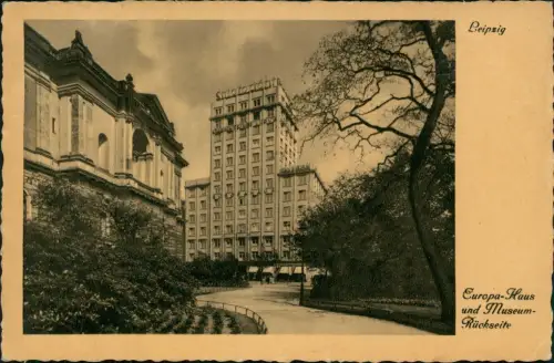 Ansichtskarte Leipzig Europa-Haus und Museum-Rückseite 1939