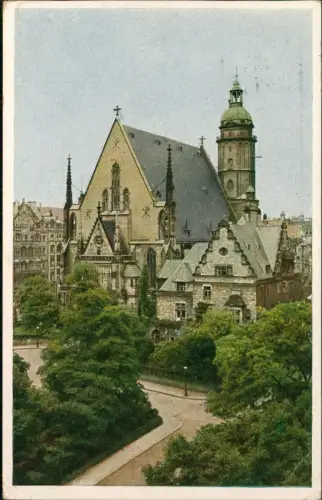 Ansichtskarte Leipzig Thomaskirche Vierfarbendruck Künstlerkarte 1926
