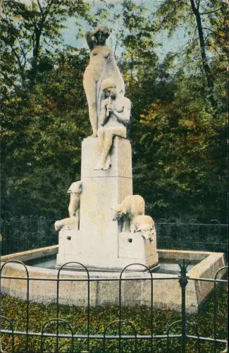 Ansichtskarte Leipzig Park Schäferbrunnen 1911