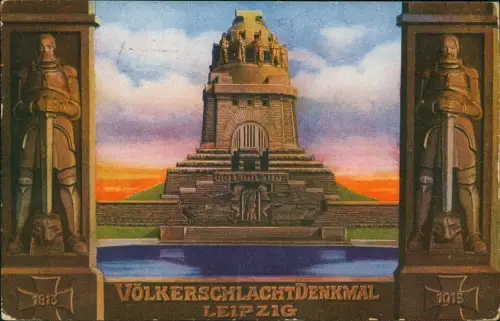 Ansichtskarte Leipzig Völkerschlachtdenkmal Künstlerkarte 1913  Weihestempel