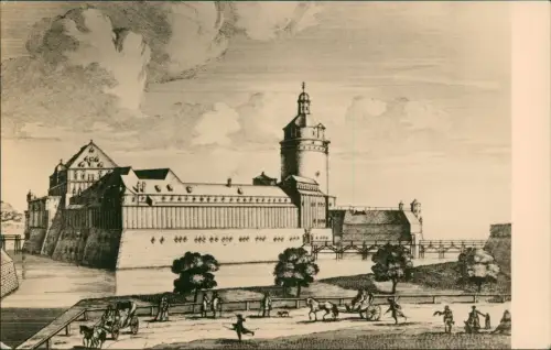 Ansichtskarte Leipzig Schloss Pleißenburg Zeichnung 1700/1965