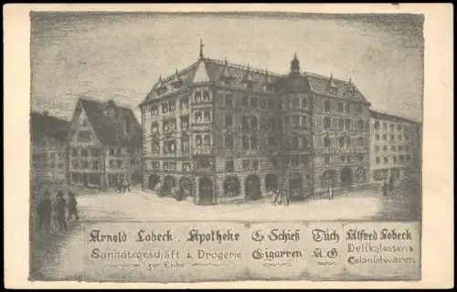 Ansichtskarte Herisau Arnold Lobeck Apotheke C. Schieß Alfred Lobeck 1928