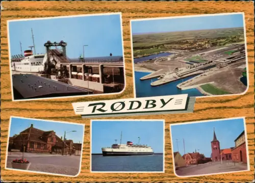 Rødby Rodby Mehrbildkarte mit Ortsansichten u.a. Hafen, Fährschiff, Kirken 1969