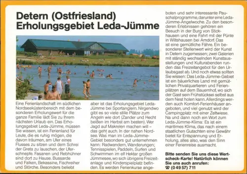 Detern Bild-Postkarte  Erholungsgebiet Leda-Jümme  Antwortkarte Wertscheck 1980
