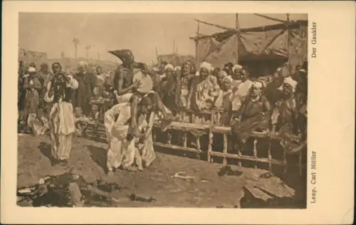 Künstlerkarte Gemälde Kunstwerke Leop. Carl Müller Der Gaukler 1914