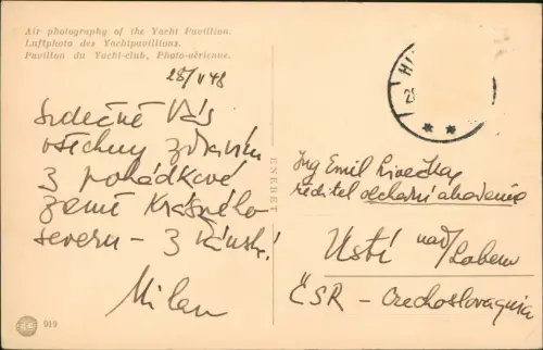 Postcard Stockholm Luftbild LUFTFOTO AF YACHTPAVILLONEN 1948