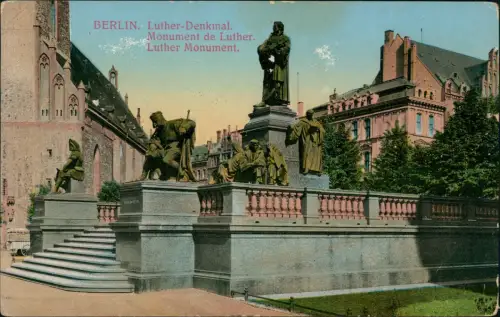 Ansichtskarte Berlin Partie am Lutherdenkmal 1913
