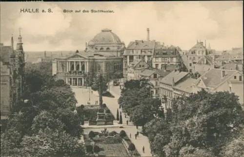 Ansichtskarte Halle (Saale) Blick auf das Stadttheater 1920