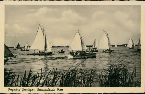Postkaart Groningen Segelboot Regatta Paterswoldsche Meer 1939