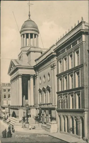 Postkaart Rotterdam Rotterdam Straßenpartie am Stadhuis 1909