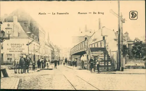 Postkaart Menen (Belgien) Menin Meenen La Passerelle 1916  Feldpoststempel