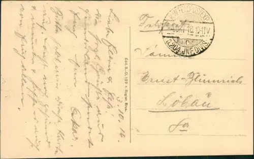 Postkaart Menen (Belgien) Menin Meenen La Passerelle 1916  Feldpoststempel