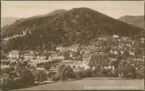 Ansichtskarte Lichtental-Baden-Baden Blick auf die Stadt - Fotokarte 1928