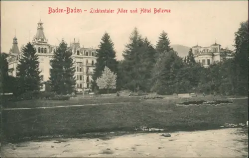 Ansichtskarte Baden-Baden Lichtentaler Allee Hotel Bellevue 1922