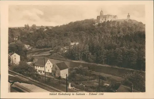 Ansichtskarte Rochsburg-Lunzenau Schloss Rochsburg Bahnhof 1928