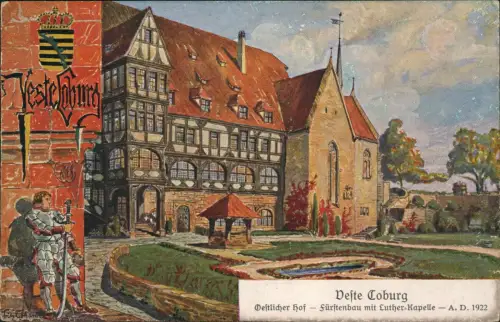 Ansichtskarte Coburg Veste Coburg nach Aquarell - Künstlerkarte 1918