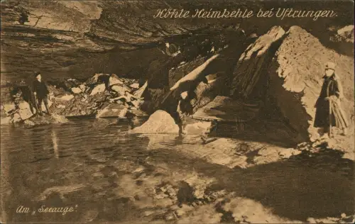 Ansichtskarte Uftrungen-Südharz Gipshöhle Heimkehle Männer 1924