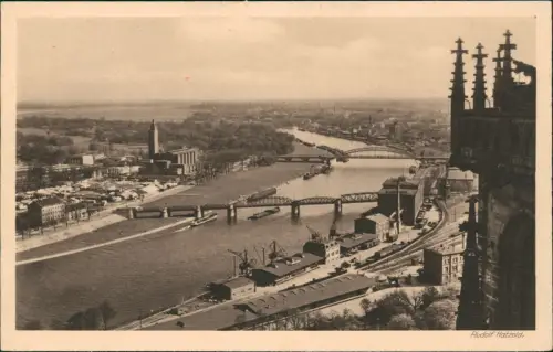 Ansichtskarte Magdeburg Blick vom Dom - Hafen Messegelände 1928