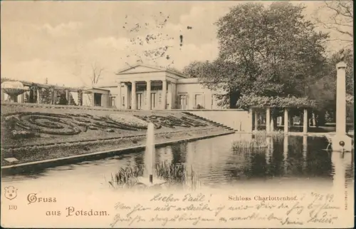 Ansichtskarte Potsdam Schloss Charlottenhof Fontaine 1899