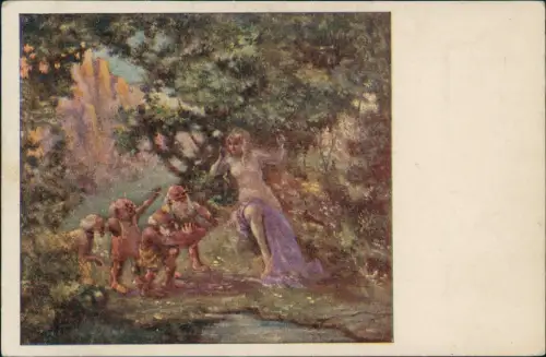 Ansichtskarte  Künstlerkarte Gemälde Gnomenkönigin Zwerge 1928