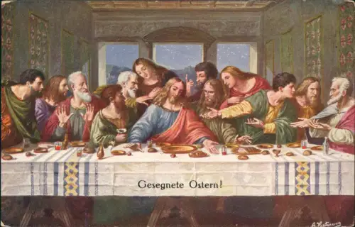 Ansichtskarte  Ostern Easter Das letzte Abendmahl - Künstlerkarte 1915