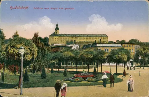 Ansichtskarte Rudolstadt Schloss vom Anger aus gesehen. 1930
