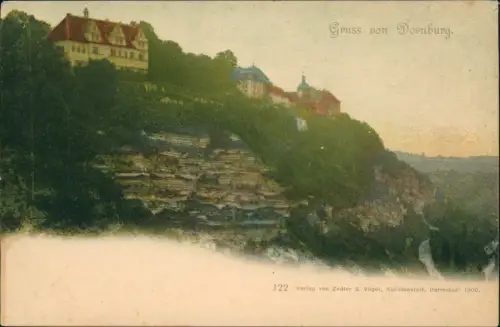 Ansichtskarte Dornburg-Dornburg-Camburg Talblick Burg colorierte AK 1900