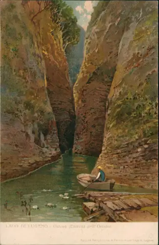 Albogasio Luganersee Lago di Lugano Osteno Entrata Orrido Künstlerkarte 1909