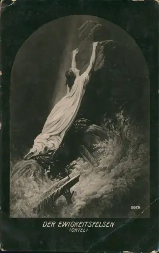 Ansichtskarte  Künstlerkarte DER EWIGKEITSFELSEN (ORTEL) 1906  gel. Rußland