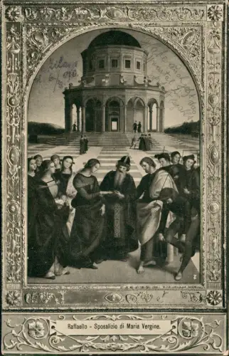 Künstlerkarte Gemälde Raffaello - Sposalizio di Maria Vergine. 1910