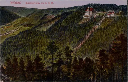 Ansichtskarte Bad Wildbad Sommerberg, Restaurant - Künstlerkarte 1914