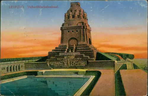 Ansichtskarte Leipzig Völkerschlachtdenkmal - Künstlerkarte 1916