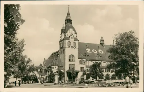 Ansichtskarte Leipzig Zoo Eingang Einfahrt - Fotokarte 1953