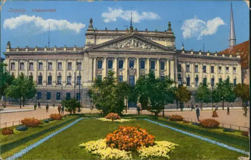 Ansichtskarte Leipzig Universität Blumen 1912  Rollstempel