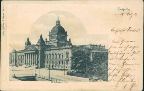 Ansichtskarte Leipzig Reichsgerichtsgebäude Kutsche 1902
