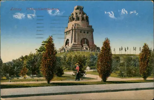Ansichtskarte Leipzig Anlagen mit Völkerschlachtdenkmal 1916