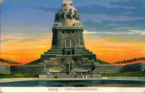 Ansichtskarte Leipzig Völkerschlachtdenkmal Abendstimmung 1913