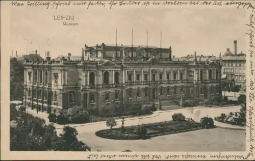 Ansichtskarte Leipzig Partie am Museum 1915