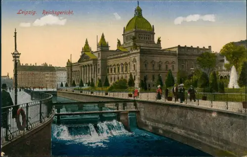 Ansichtskarte Leipzig Reichsgericht Straße Wehr 1914