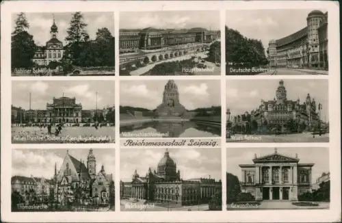 Ansichtskarte Leipzig Stadtteilansichten 1942  Roter Feldpoststempel WK2