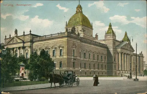 Ansichtskarte Leipzig Partie am Reichsgericht, Pferde Kutsche 1910