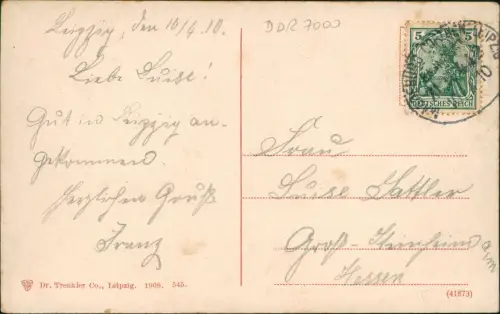 Ansichtskarte Leipzig Neues Rathaus vom Peterskirchturm 1910 Bahnpoststempel