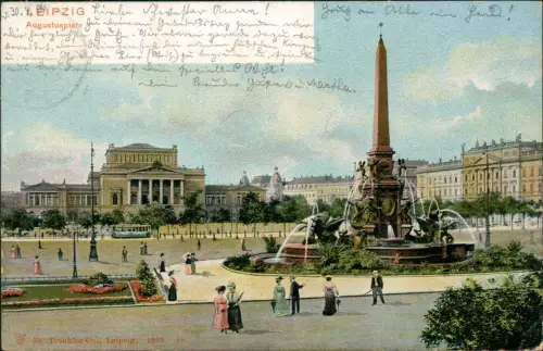 Ansichtskarte Leipzig Augustusplatz 1908