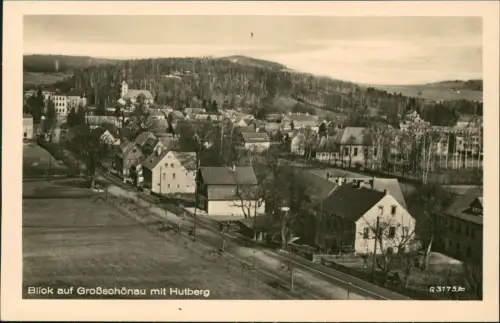 Ansichtskarte Großschönau (Sachsen) Stadtpartie mit Hutberg 1953