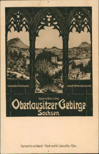 Ansichtskarte Oybin Künstlerkarte Oberlausitz durch Fenster gesehen 1928
