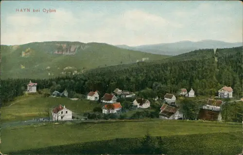 Ansichtskarte Hain-Oybin Blick auf den Ort 1912